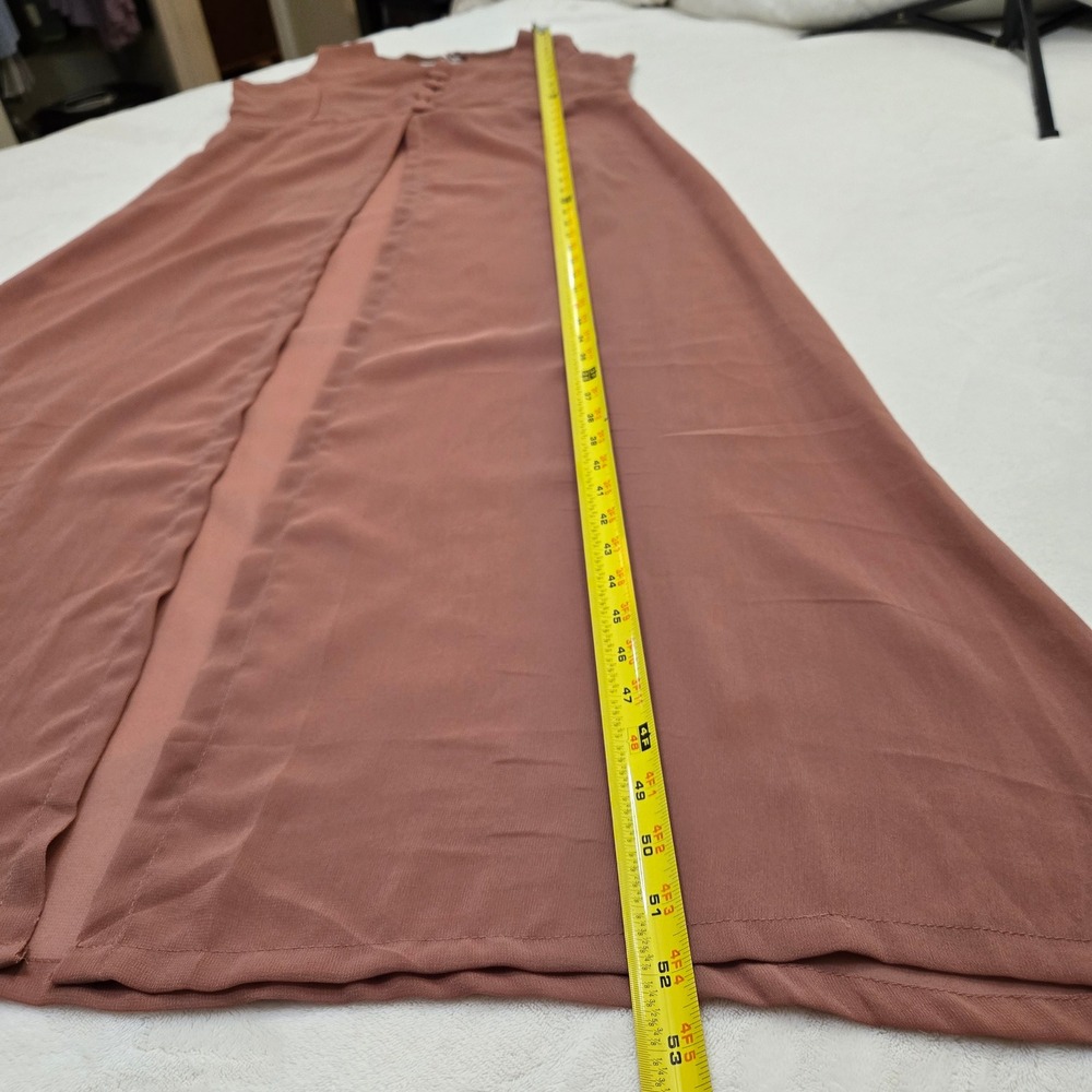 Bright Nex Mauve Pink Sleeveless Button Front Slit Maxi Dress Overlay XL Keyhole - Picture 4 of 12